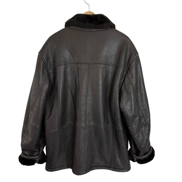 RC Comstock Expedition Aviator Flight Bomber Jacket Brown Leather Faux Fur Lined - Picture 2 of 16